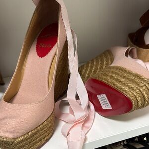 Pink Espadrille Wedge Sandals